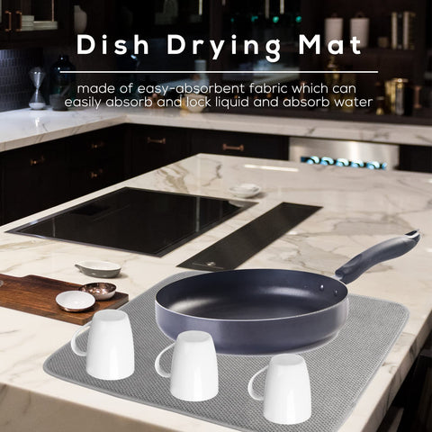 Meirrnyyu protección superficies cocina gris; encimera protegida al secar utensilios.