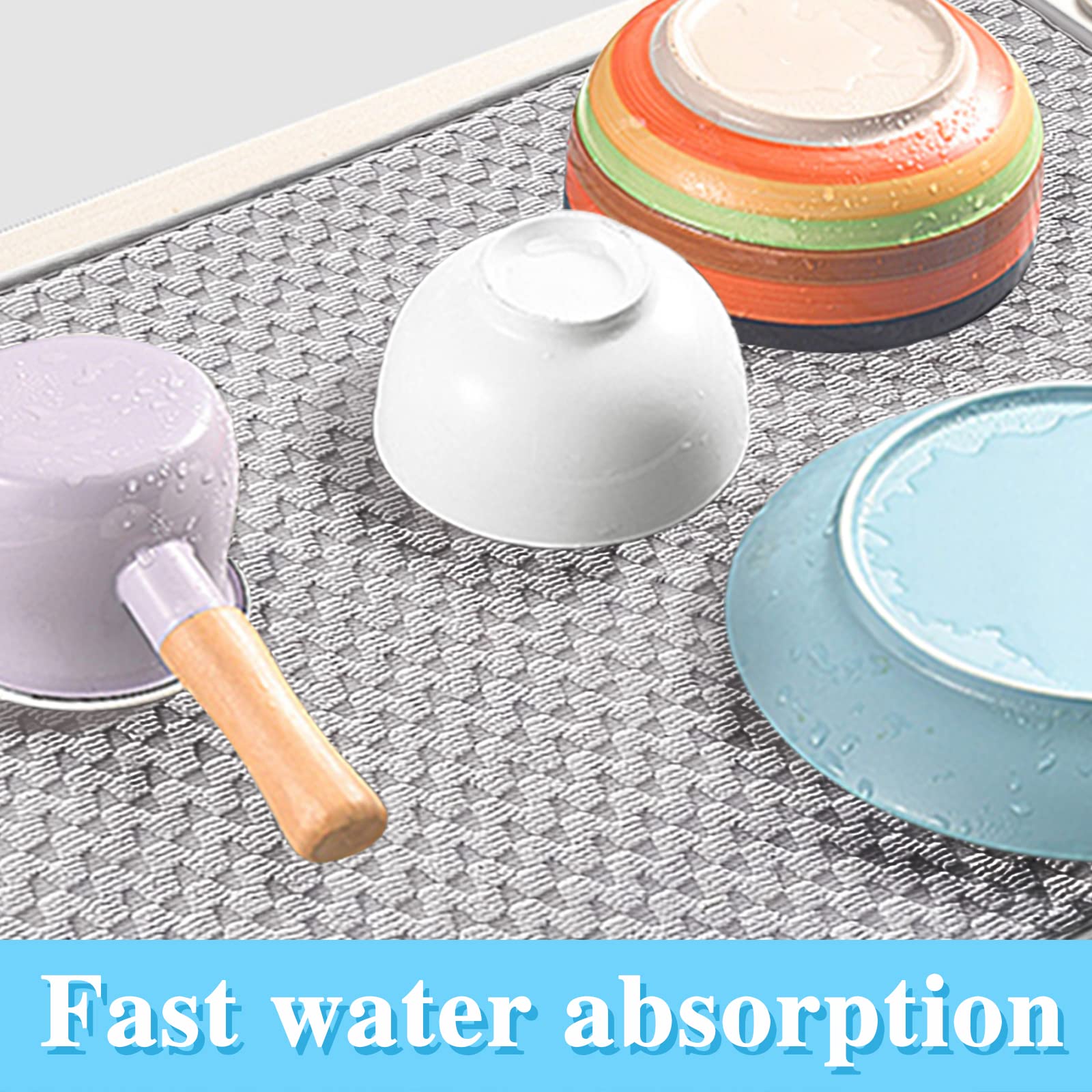 Meirrnyyu tapete cocina absorbente gris para secar utensilios y vajilla
