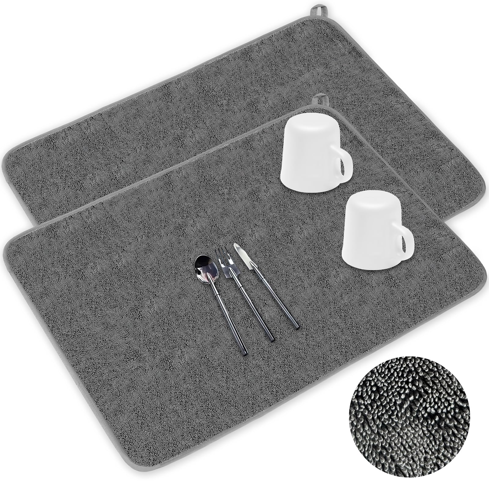 Meirrnyyu tapete secado microfibra 24x17 frontal; gran superficie para secar vajilla.