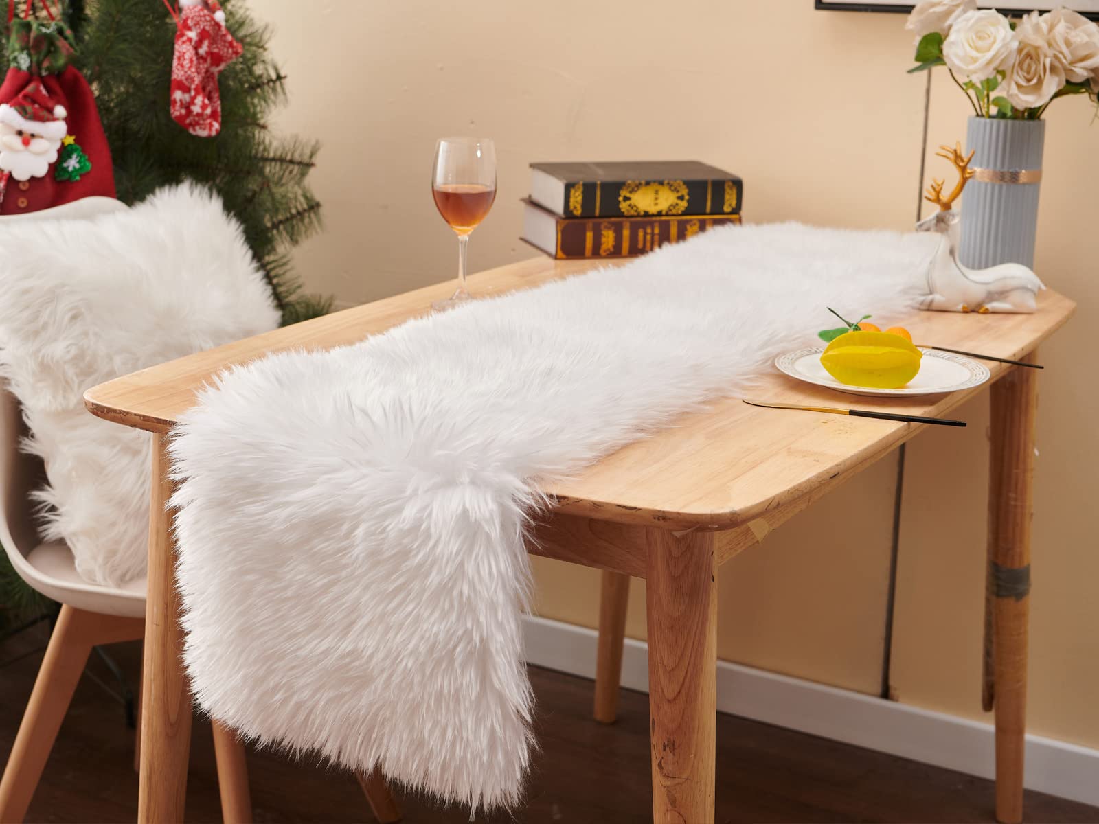 MeiSan corredor decorativo para dormitorio o salón con pelo falso suave y lujoso.