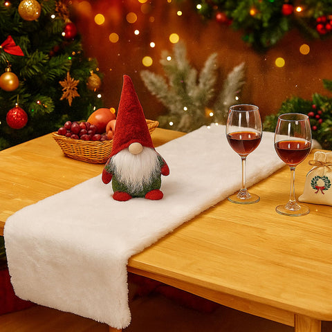 MeiSan runner de mesa navidad blanco pelo sintético para ambiente cálido