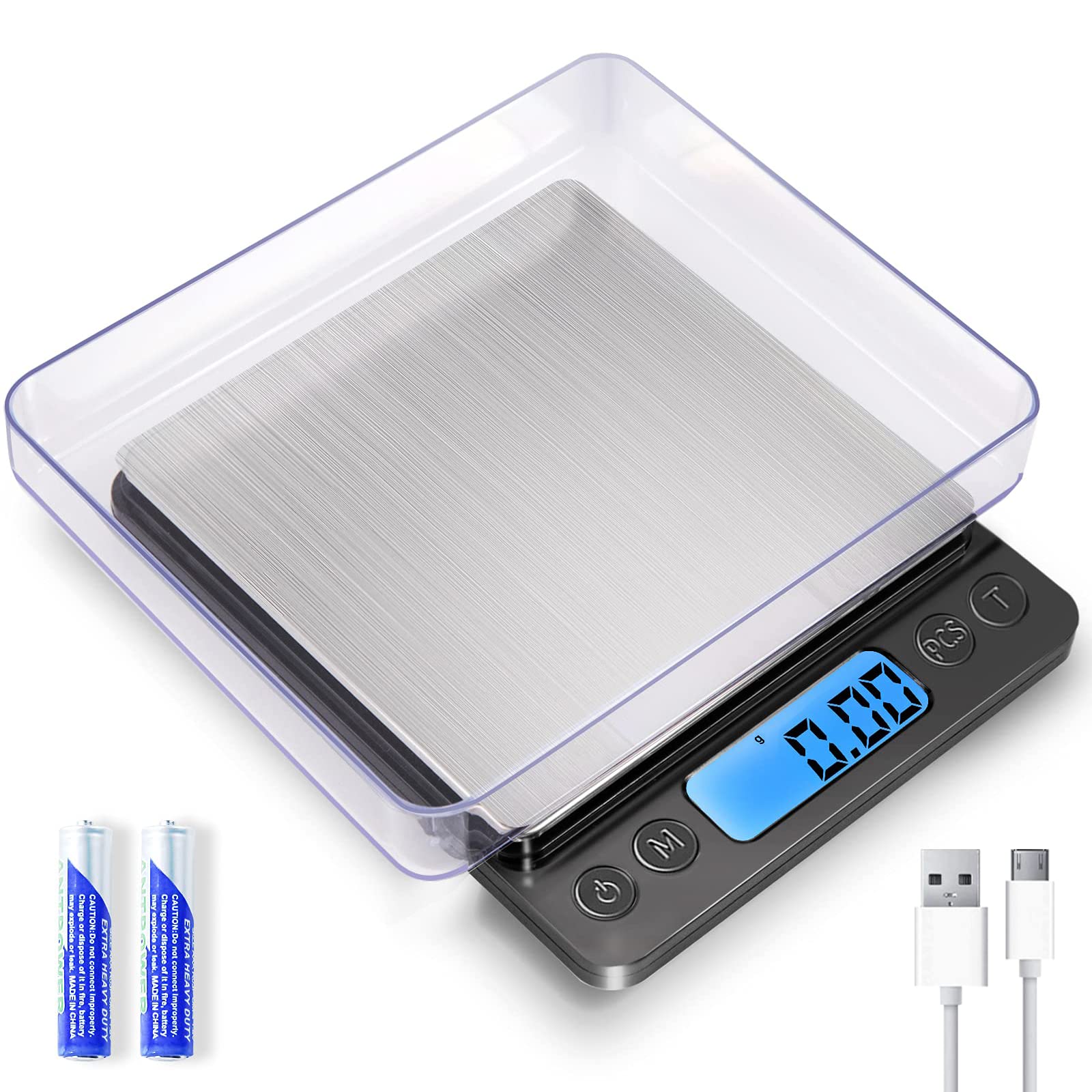 MEIYA balanza de cocina con placa de acero inoxidable para mediciones limpias
