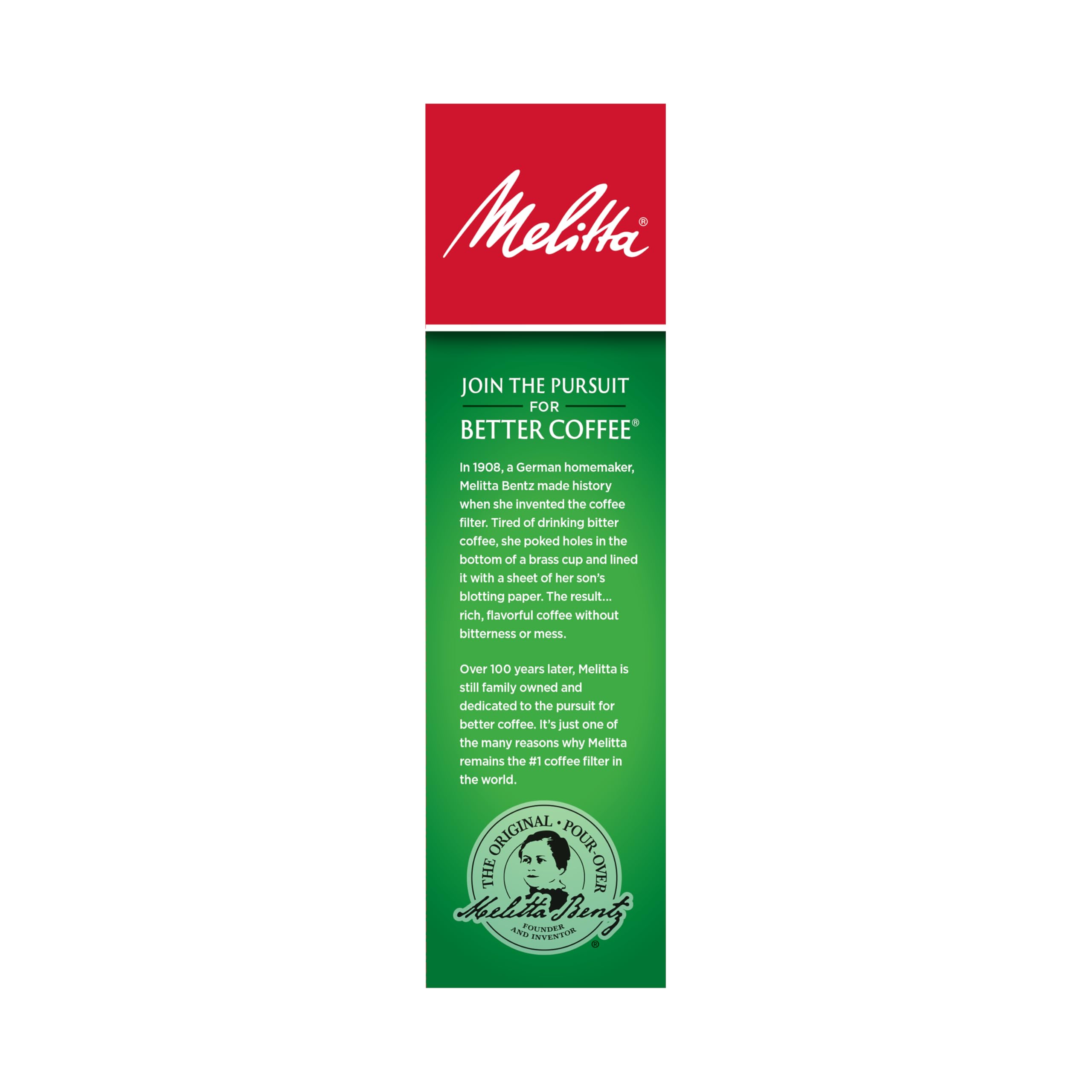 Melitta filtro junto a mano para mostrar tamaño real y facilidad de manejo