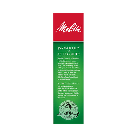 Melitta filtro junto a mano para mostrar tamaño real y facilidad de manejo