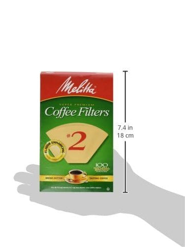 Melitta filtro cono #2 marron natural, compatible con cafetera de filtro tipo cono.