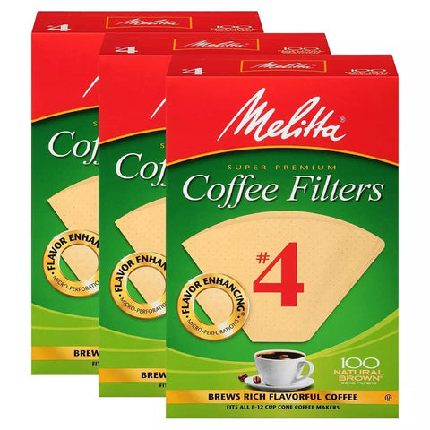 Melitta filtros cono naturales marrón No. 4, mayor aroma y filtrado estable