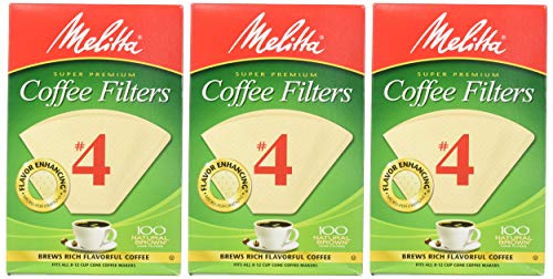 Filtros Melitta cono No 4 hechos en EE UU para calidad constante.