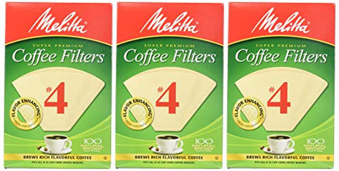 Filtros Melitta cono No 4 hechos en EE UU para calidad constante.