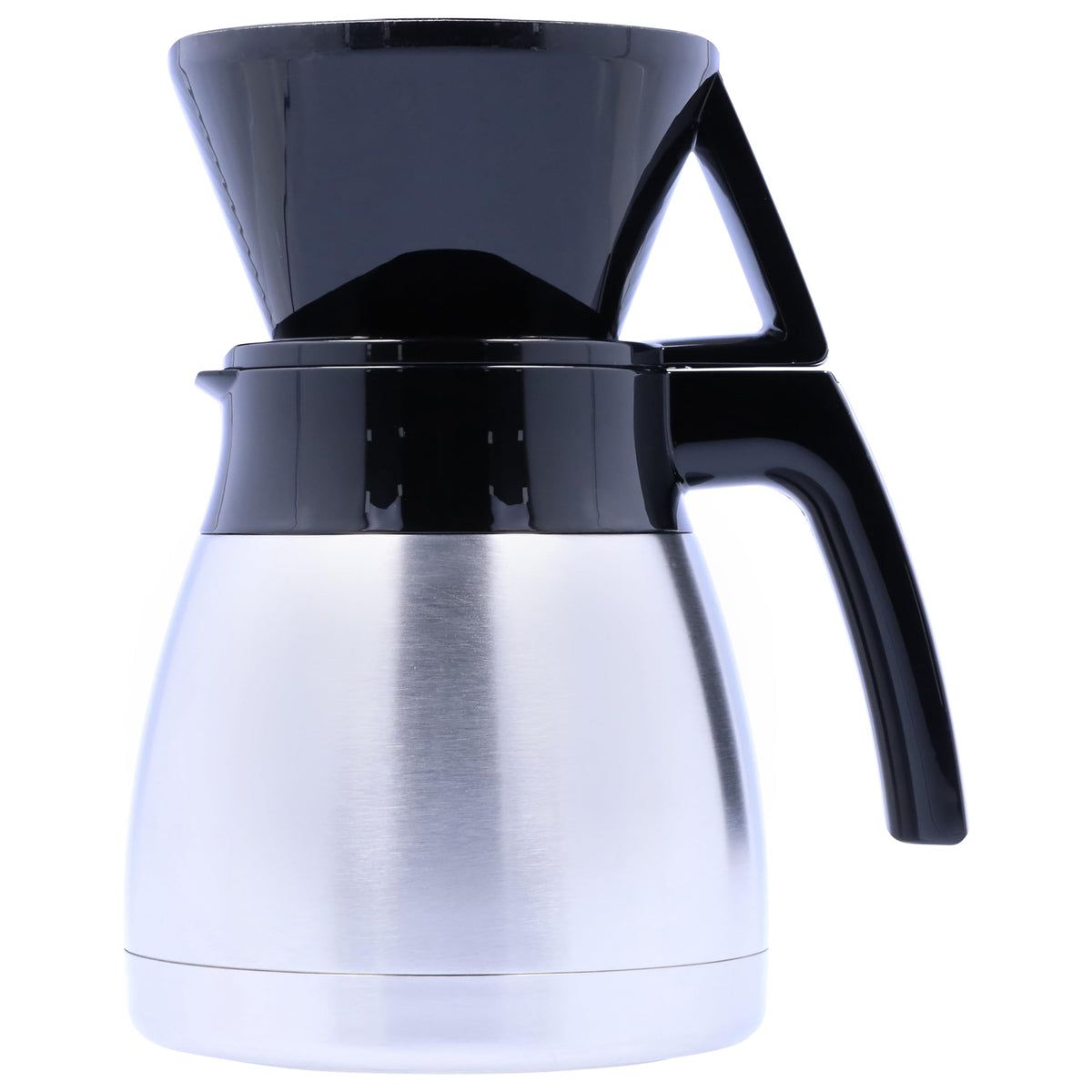 Melitta cafetera-vertido con jarra de acero inoxidable de 42 onzas para casa u oficina.