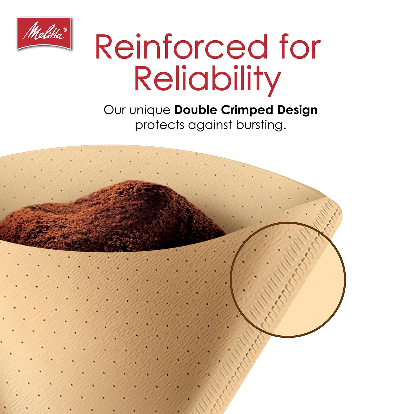 Melitta filtro cono natural marrón compatible con cafeteras 8-12 tazas.
