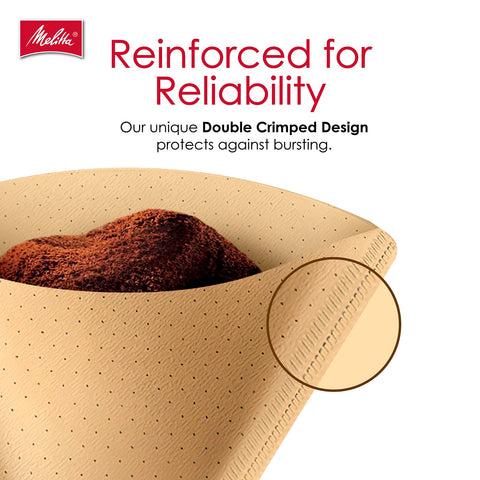 Melitta filtro cono natural marrón compatible con cafeteras 8-12 tazas.