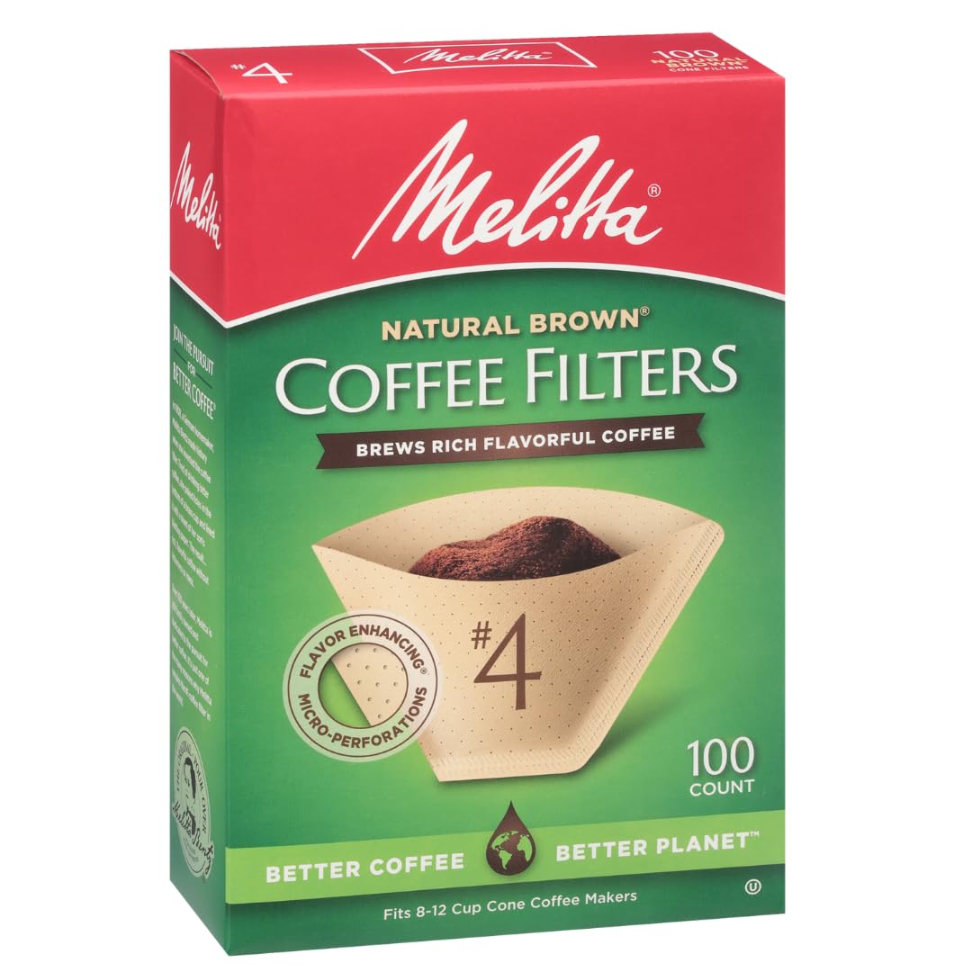 Melitta filtro cono natural marrón con diseño de doble crimp para evitar derrames.