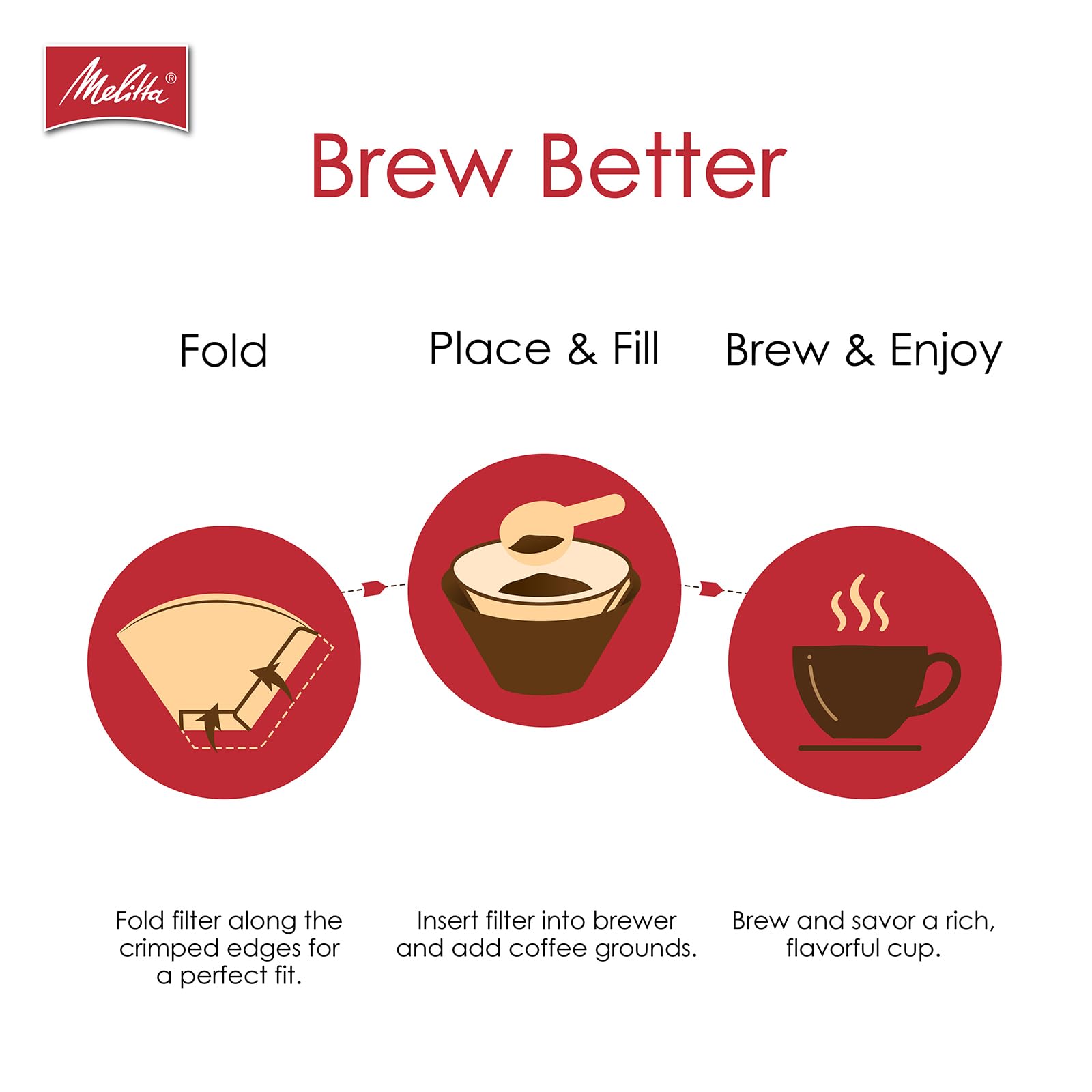 Melitta filtro cono natural marrón que ofrece un sabor limpio y equilibrado.