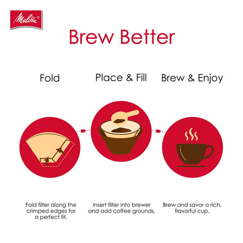 Melitta filtro cono natural marrón que ofrece un sabor limpio y equilibrado.