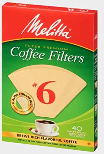 Filtro Melitta cono seis papel natural marrón para café puro.