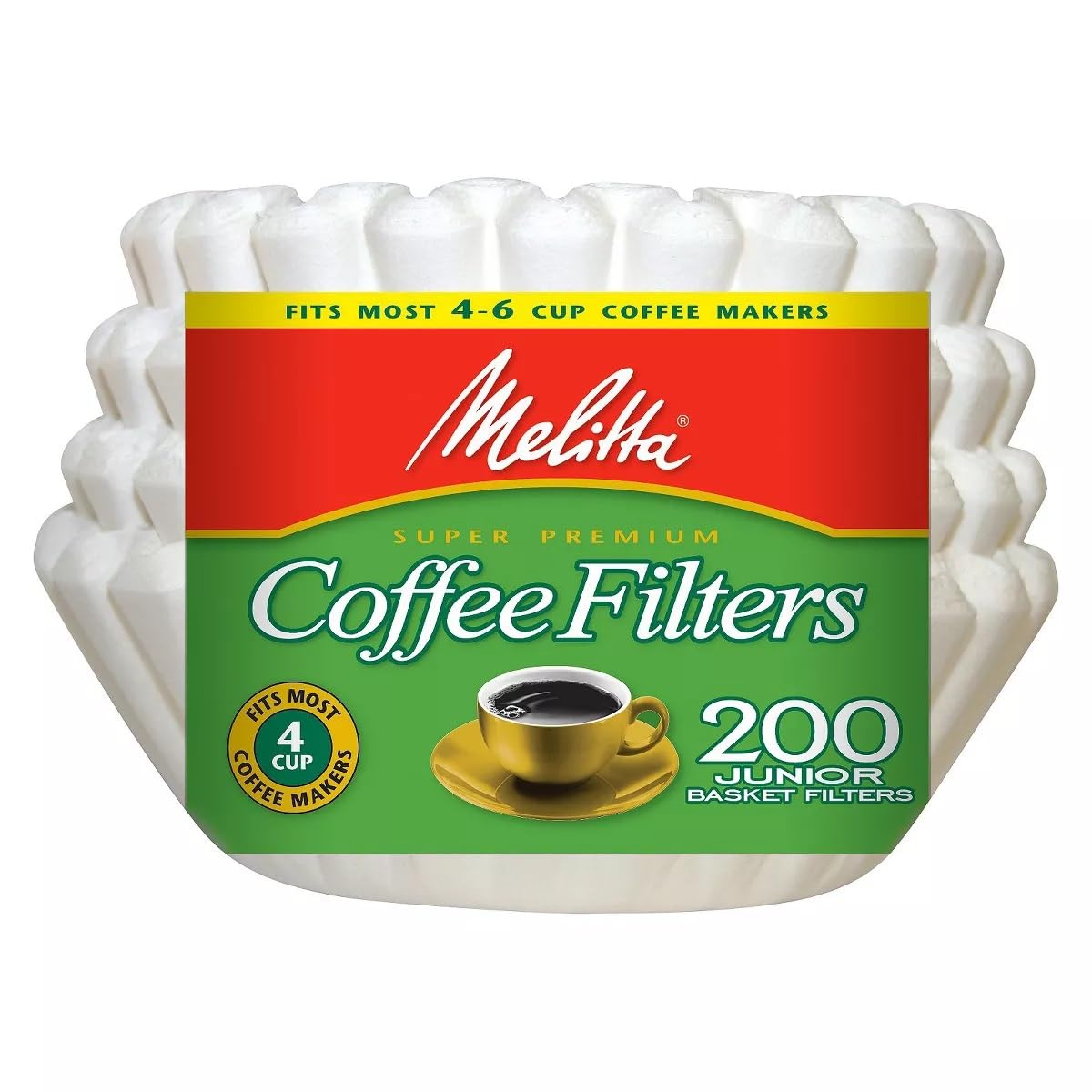 Melitta Junior: filtros para cesto de 4-6 tazas, 200 unidades