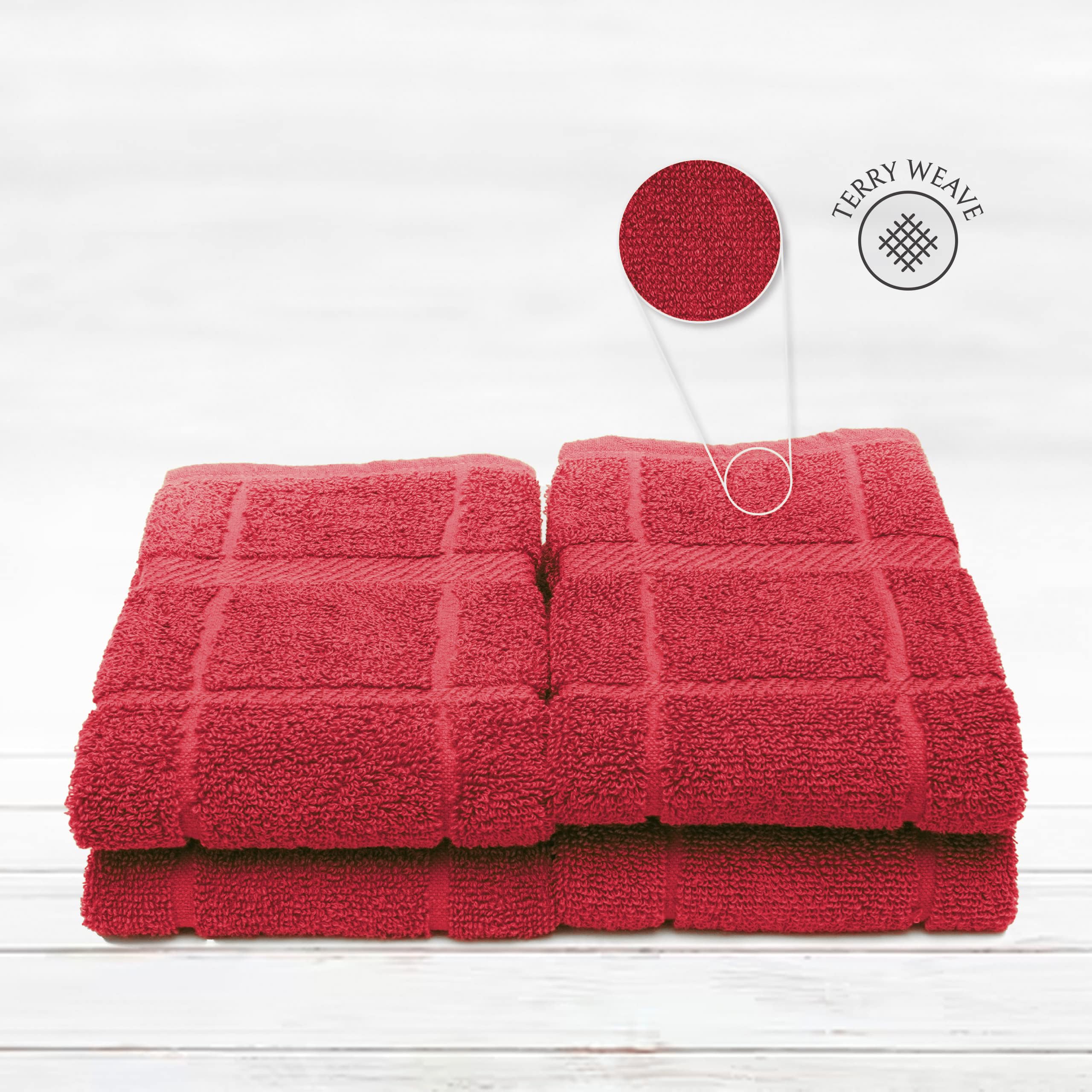 Paquete de 4 toallas Mellow Buff apiladas en la cocina, prácticas y versátiles.