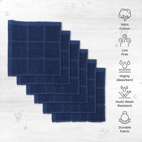 Toalla de cocina Mellow Buff azul marino, suave y duradera para secar utensilios.