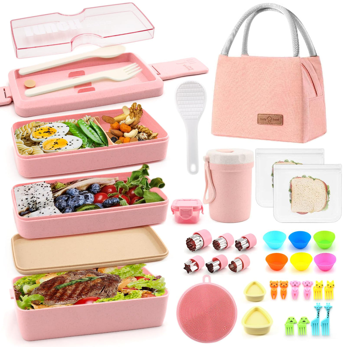 Meltset M bento box 3-en-1 con compartimentos mantiene sabores