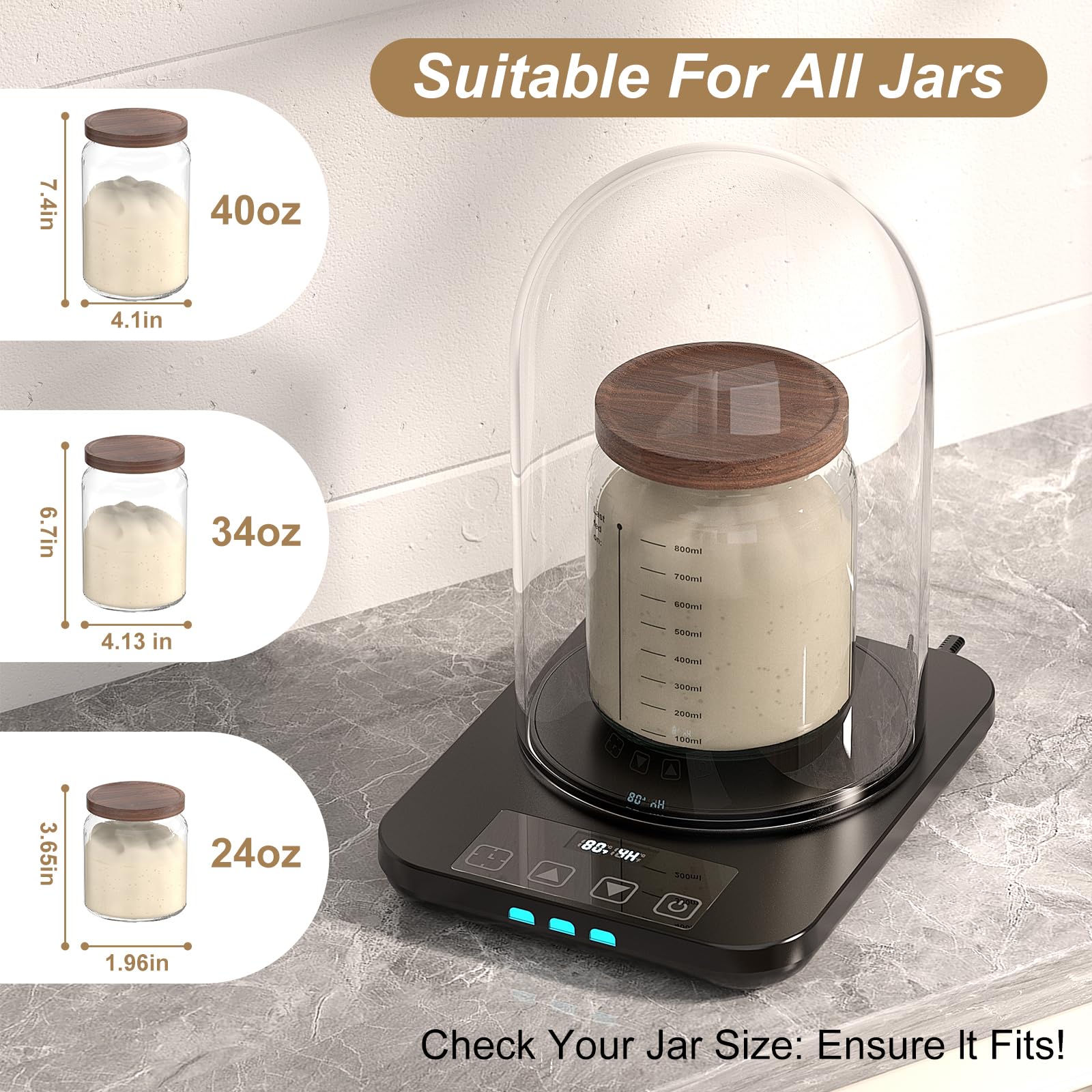 MENGBEI cupula de vidrio compatible con frascos 24–40 oz para fermentación.