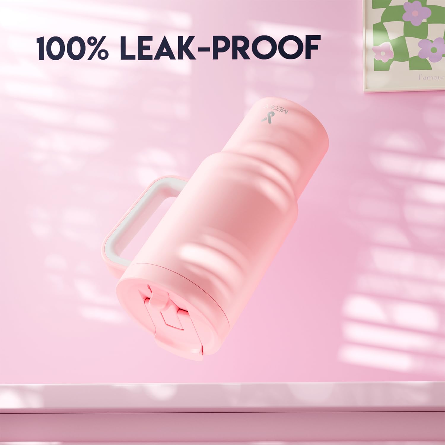 Meoky 32oz tumbler con aislamiento doble para bebidas frías 24h.