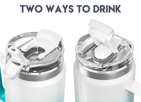 Meoky vaso térmico de 32 oz con pajita integrada para beber en movimiento.