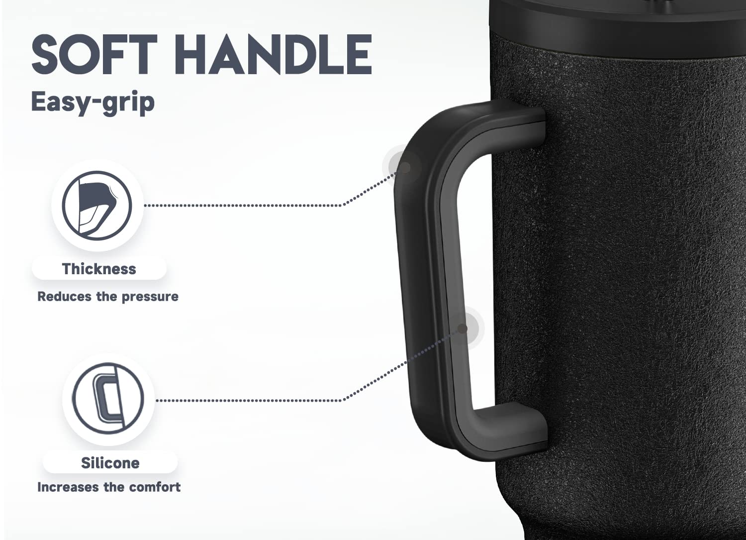 Meoky 40oz tumbler base anti-deslizante mantiene la estabilidad.