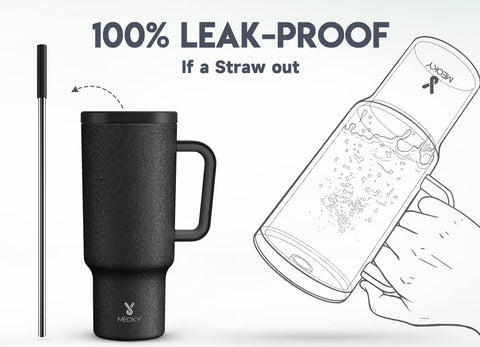 Meoky 40oz tumbler pajilla silicona reduce sabor metálico al beber.