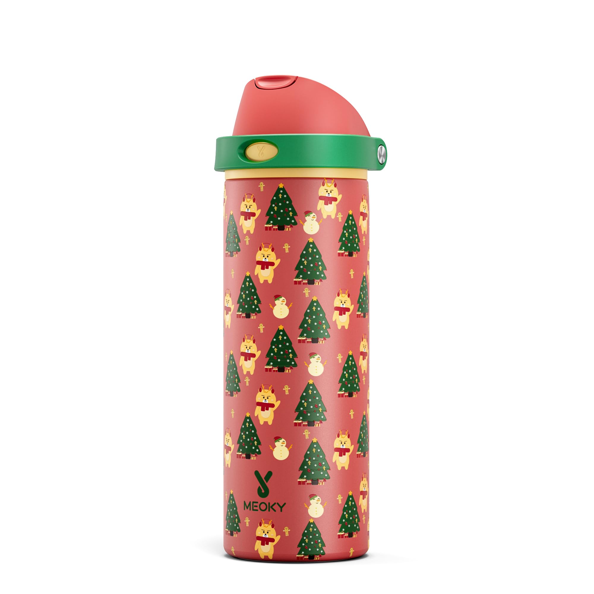 Meoky botella 24 onzas frente, ideal para mantener bebidas frías todo el día.