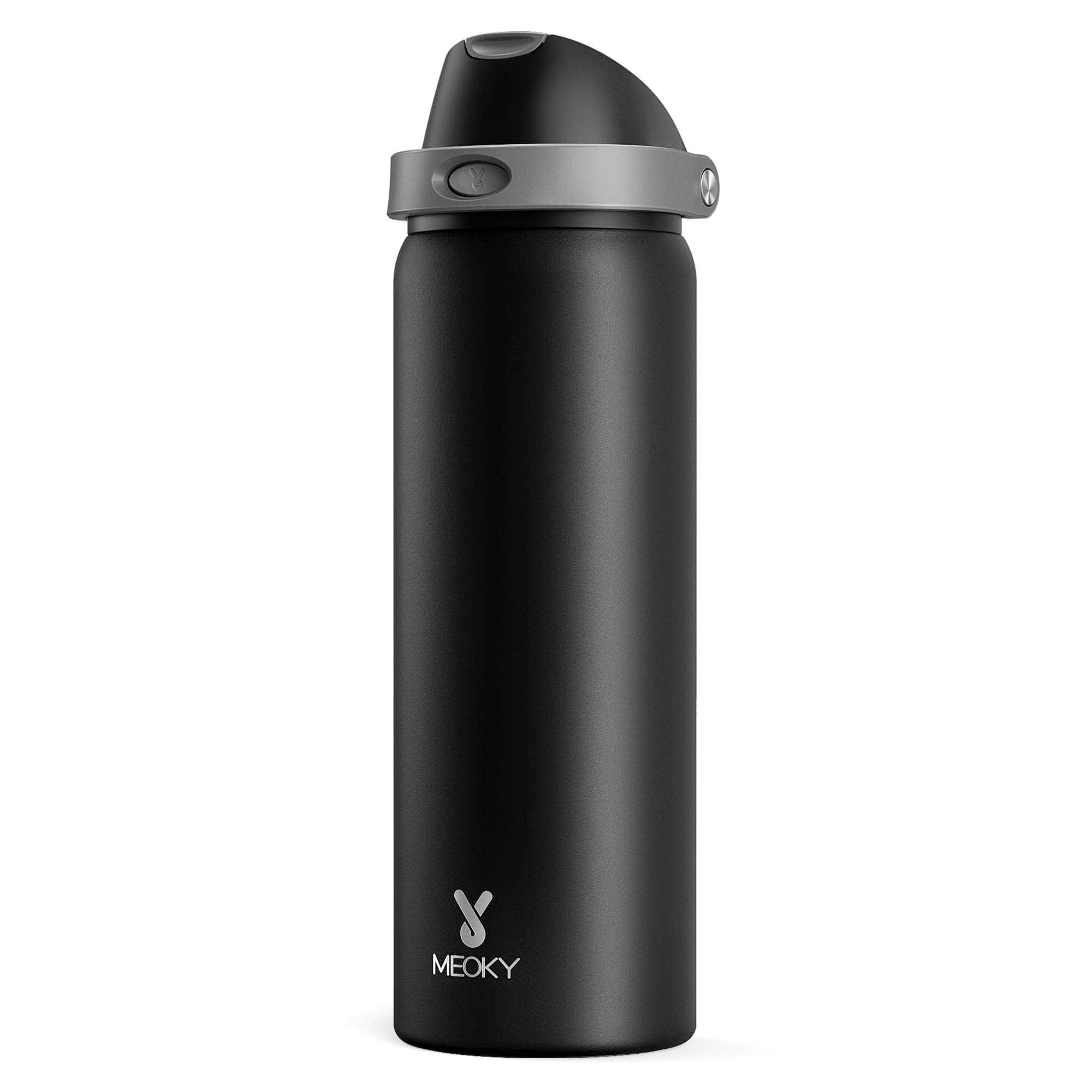Botella Meoky 32oz con tapa 2 en 1, ideal para bebidas frías.