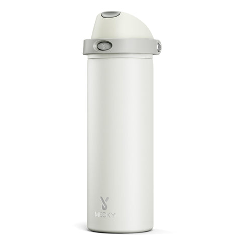 Meoky botella de acero inoxidable con tapa 2 en 1, ideal para uso diario.