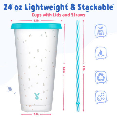 Copas Meoky Confetti reutilizables para bebidas frías y sostenibilidad