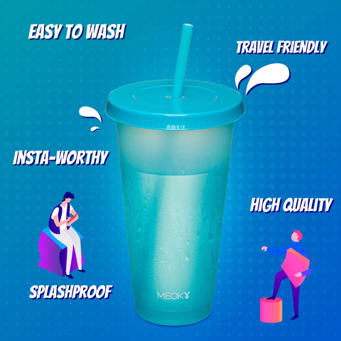 Meoky cuerpo transparente 24oz, muestra el cambio de color de tu bebida.