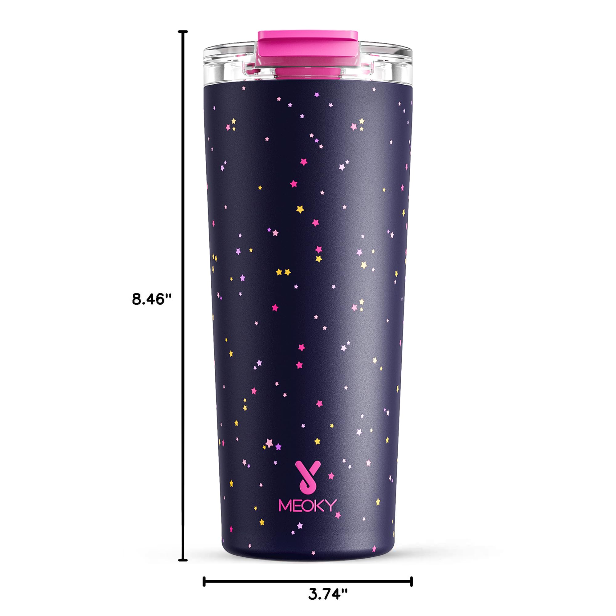 Meoky Plum Stardust vaso de acero inoxidable sin BPA y sabor neutro.