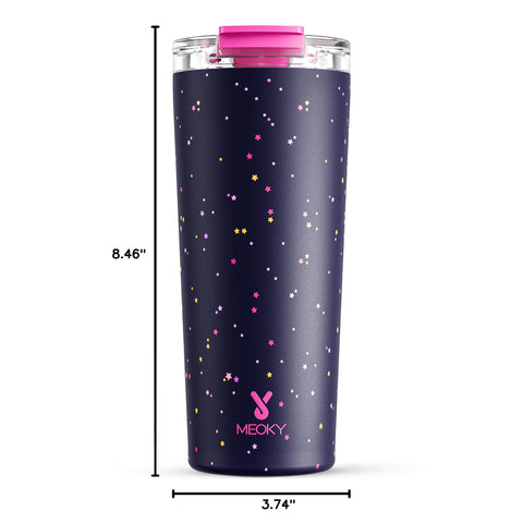 Meoky Plum Stardust vaso de acero inoxidable sin BPA y sabor neutro.