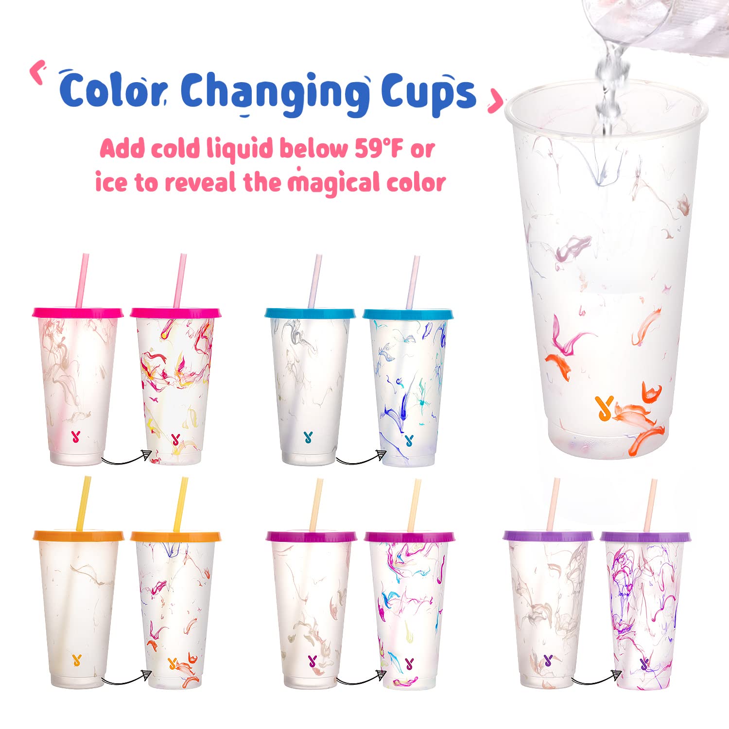 Meoky tazas 24oz cambio color en dos tonos, ideal para bebidas frías.