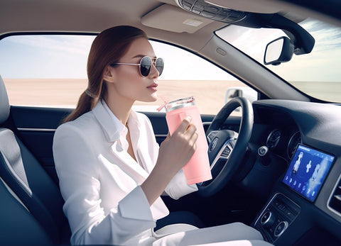 Base compatible con porta vasos en coche para uso en carretera