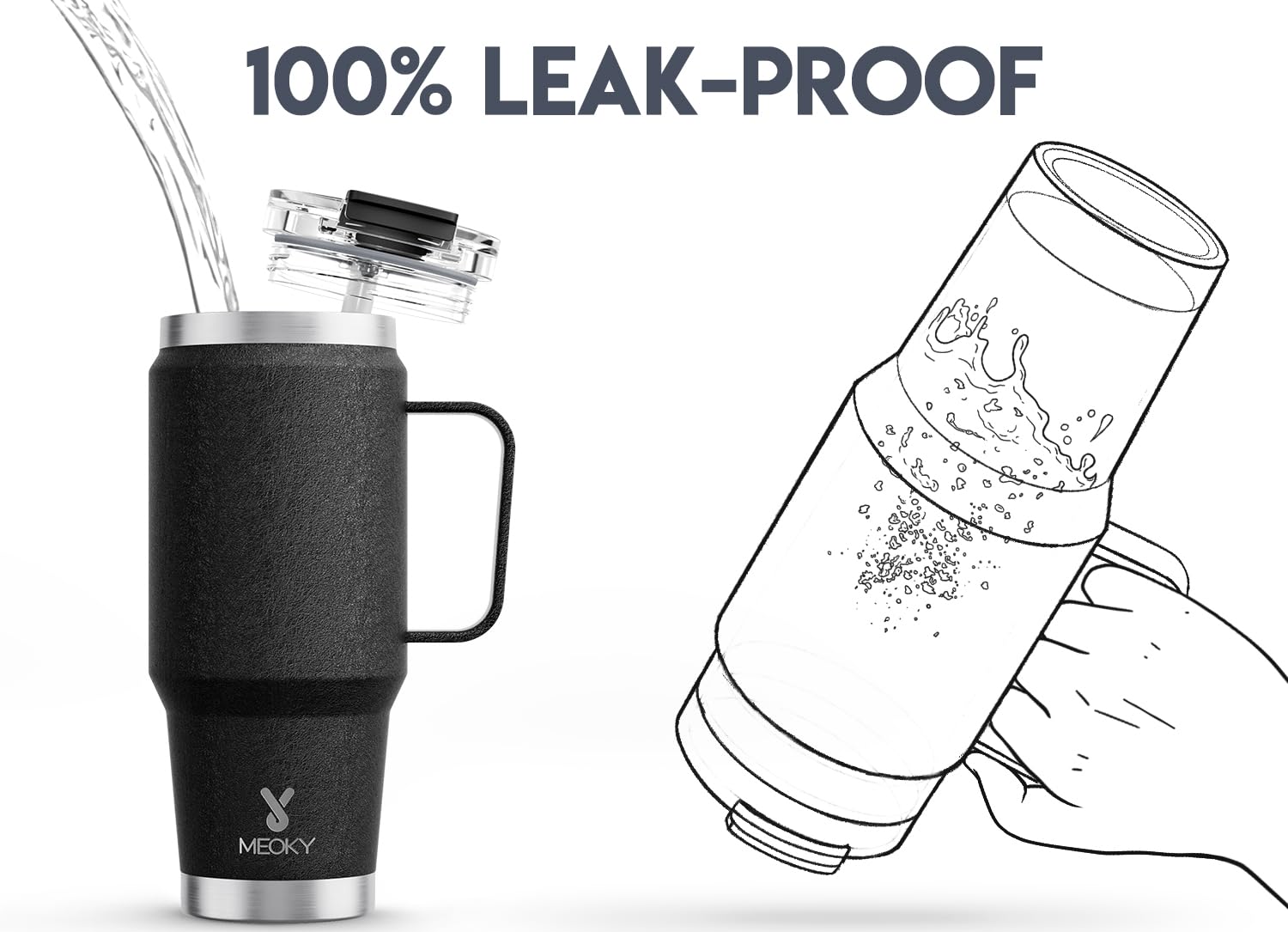 Meoky tumbler con aislamiento doble que mantiene bebidas frías o calientes