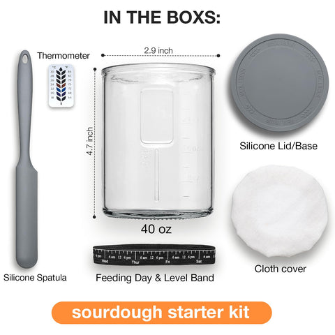 Meolibour tarro con marcas de medida grabadas para control de alimentación.