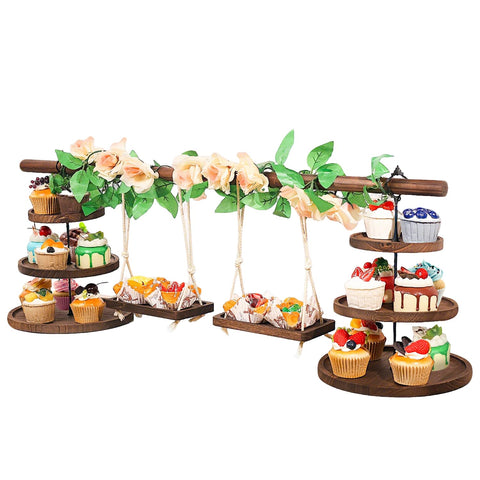 MEPIG soporte tartas tres niveles de madera, ideal para cupcakes y exhibición elegante.