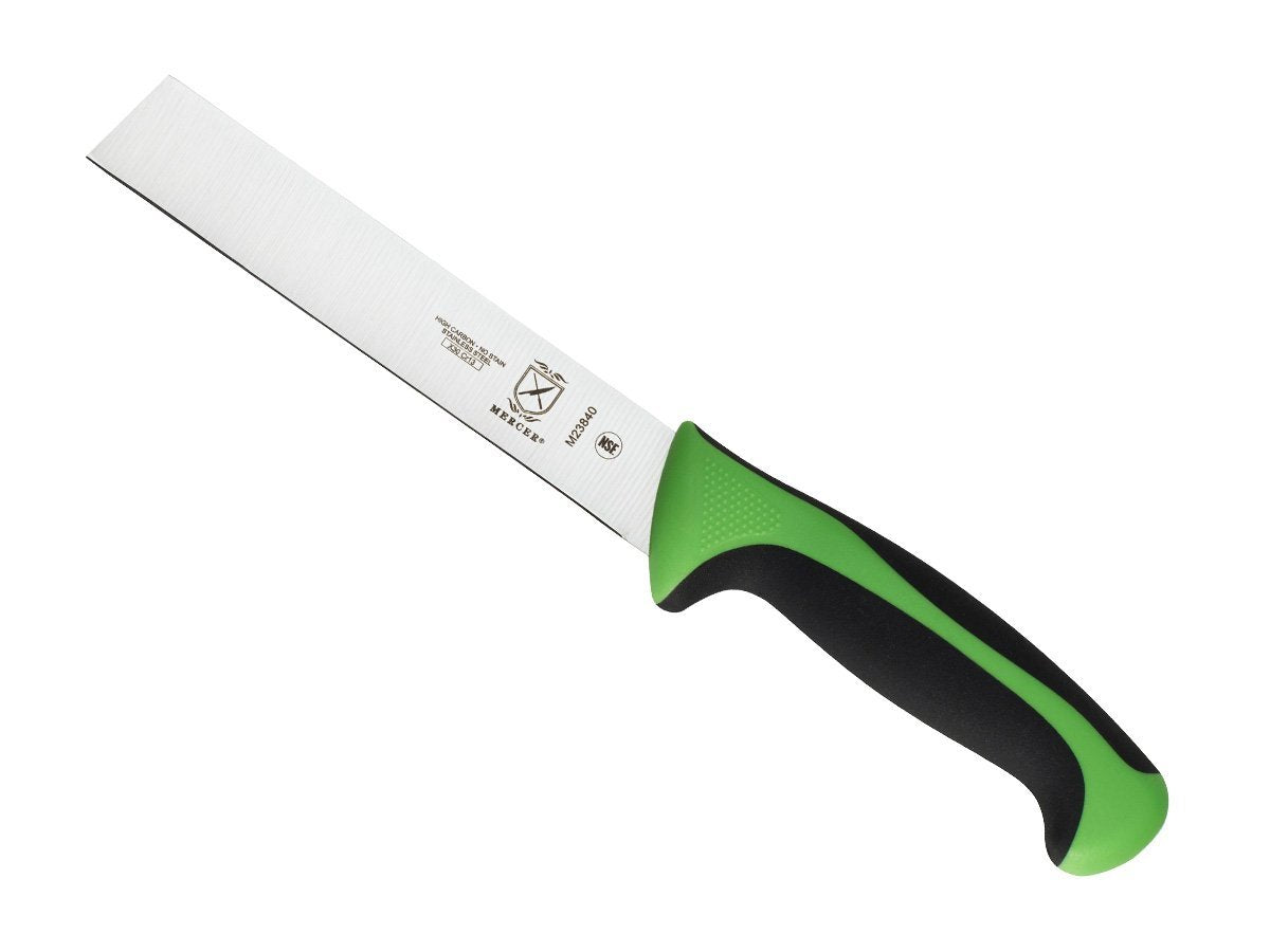 Mercer Culinary Millennia: cuchillo para frutas y verduras de 6 pulgadas con mango verde y filo estable.