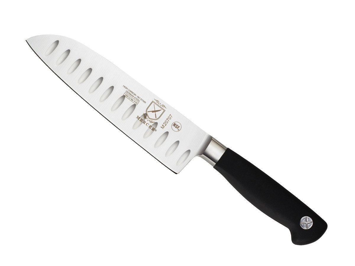 Mercer Genesis Santoku de 7 pulgadas, filo preciso para picar verduras y hierbas.