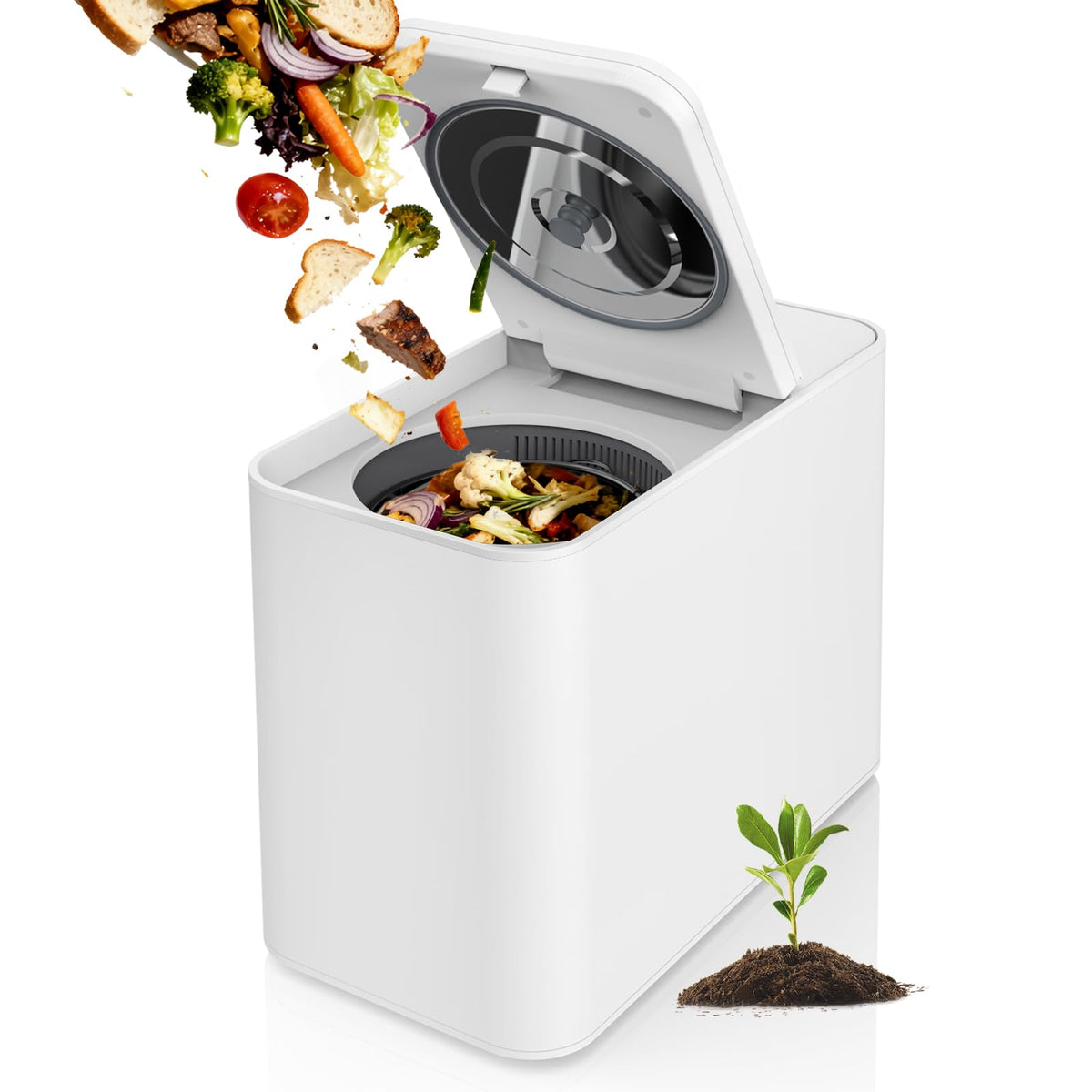 Merior compostador de cocina 3L, diseño compacto para encimera