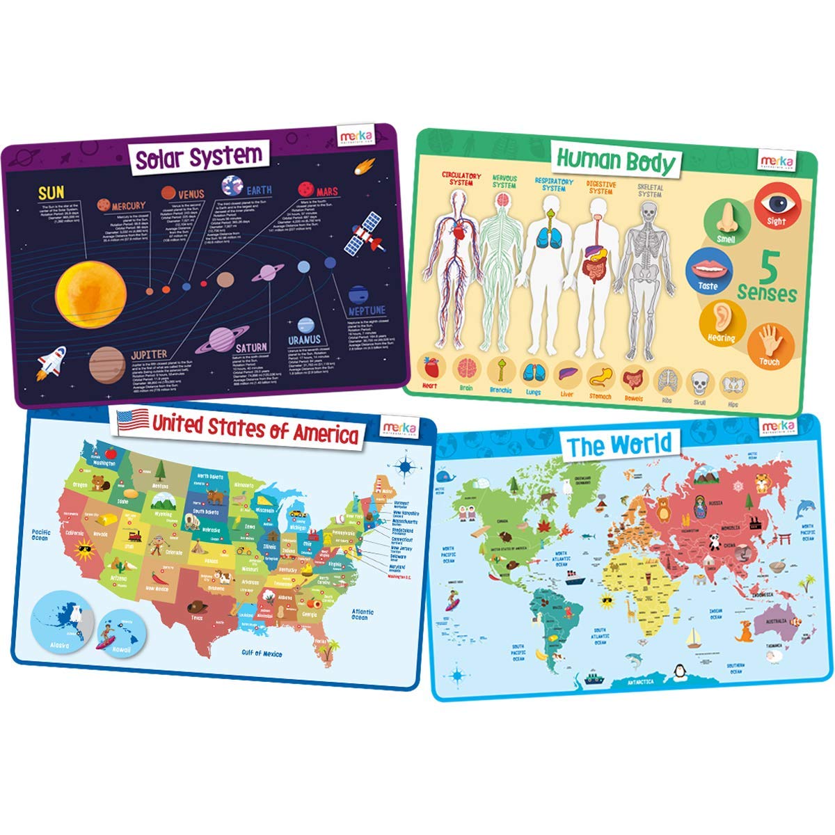 Merka manteles educativos sistema solar para aprendizaje en la mesa