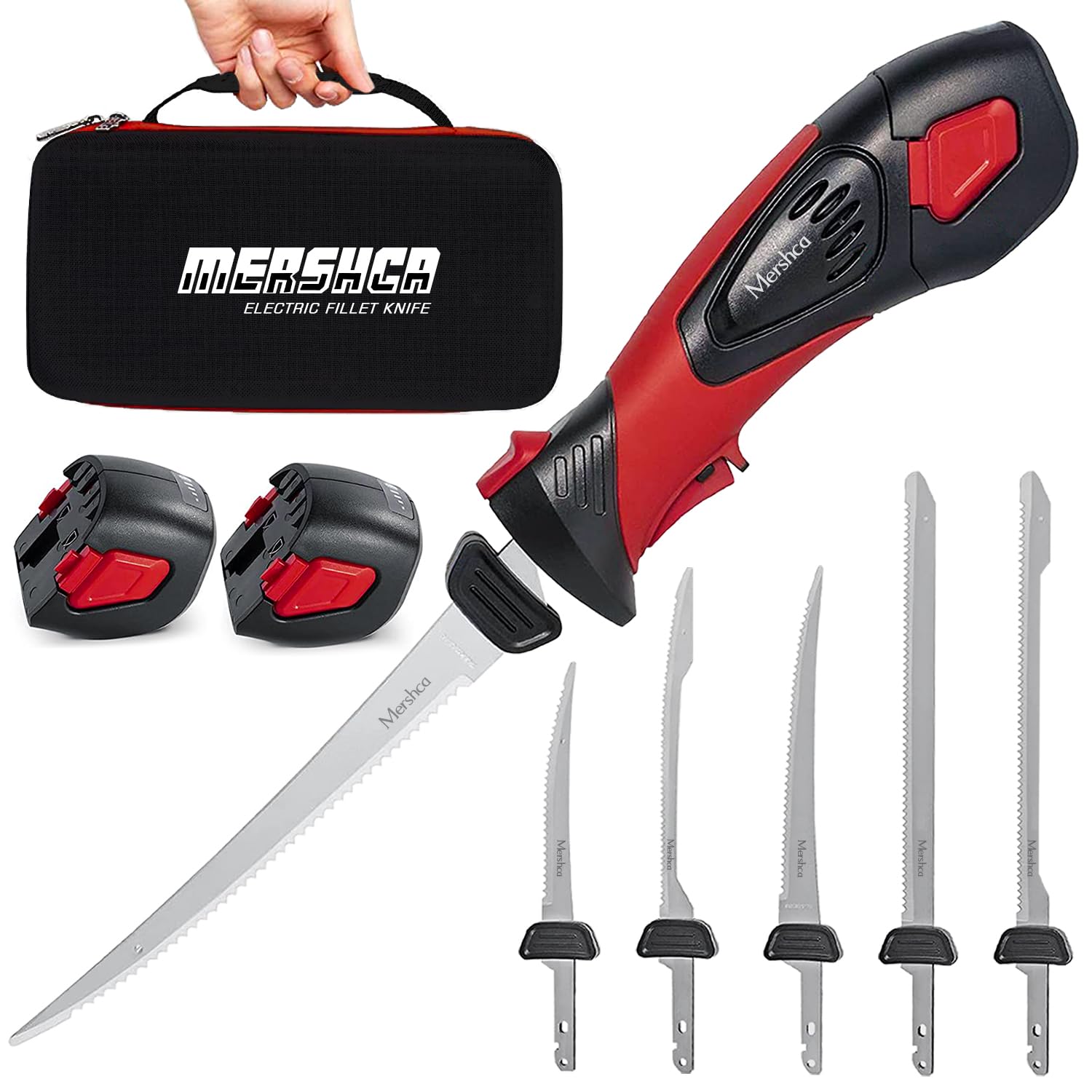 Mershca cuchillo fillete eléctrico con estuche, ideal para pesca