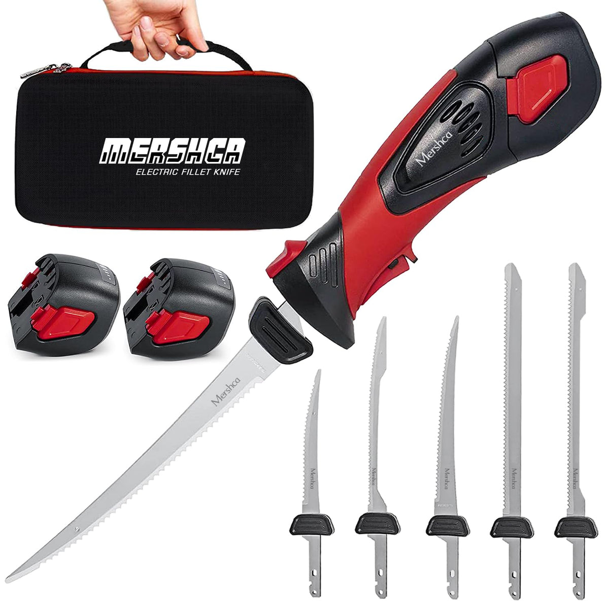 Mershca cuchillo fillete eléctrico con estuche, ideal para pesca