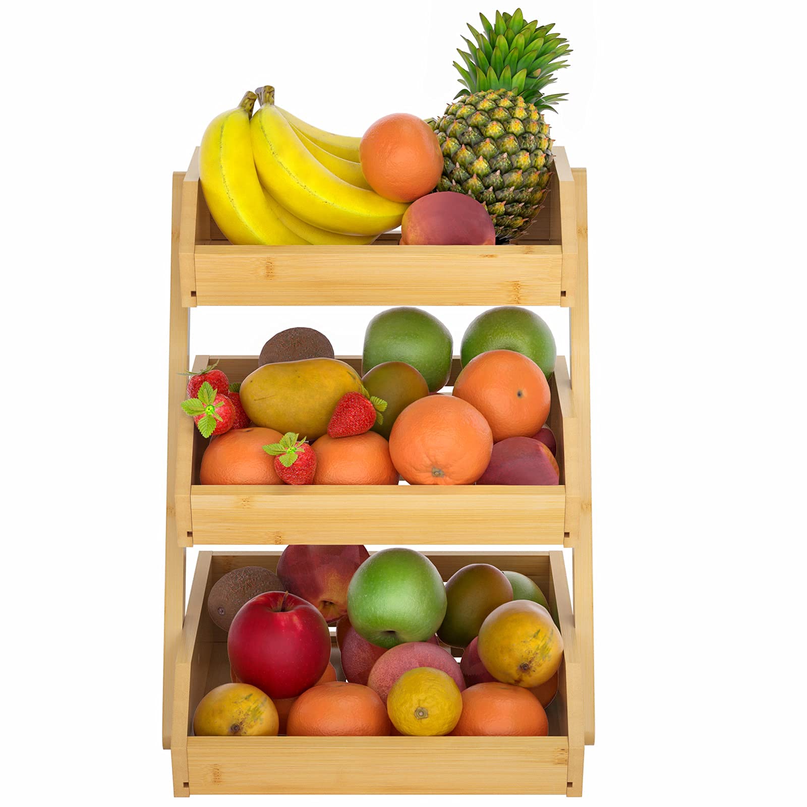 Merysen bandeja pan fruta bambú 3 niveles para pan y bollos