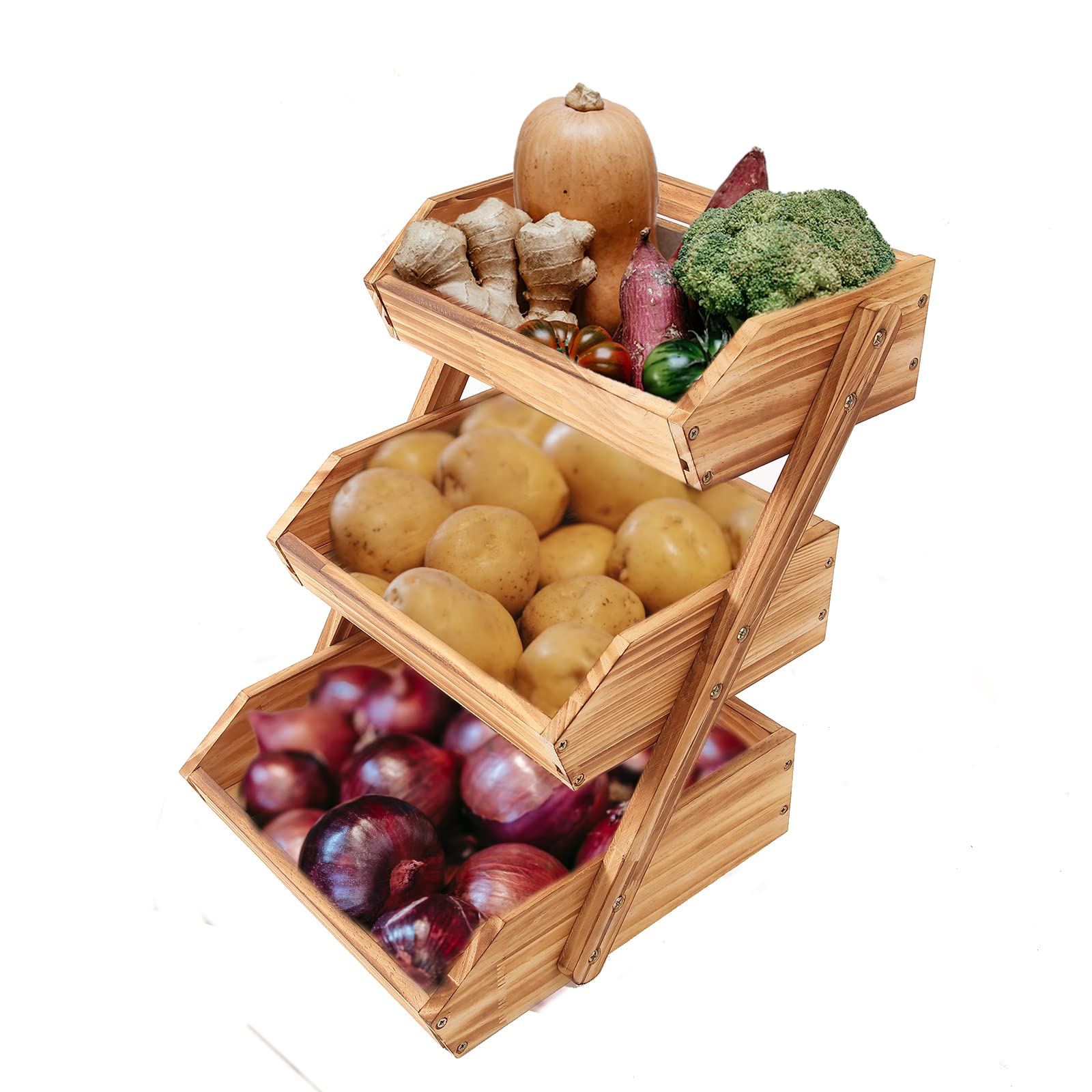 Organizador de alimentos de cocina Merysen tres niveles, mantiene frutas y verduras a mano