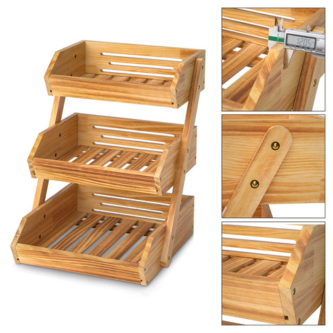 Soporte de fruta Merysen para encimera de madera, práctico para snack diario