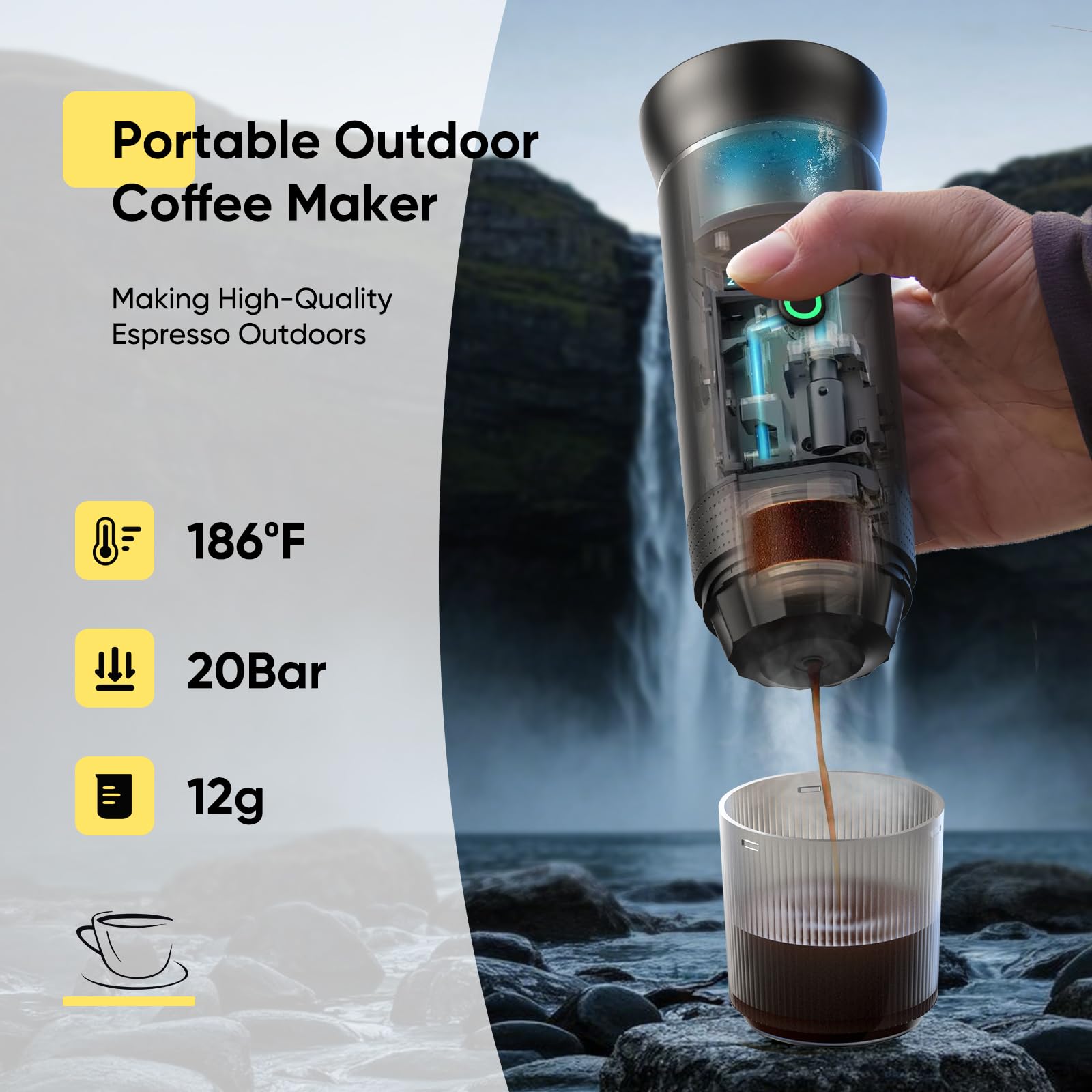Meseto máquina de espresso portátil para café molido y mezclas propias